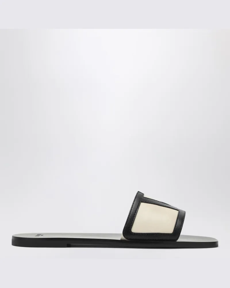 Valentino Garavani Viva Superstar Pantolette aus schwarzem Canvas Weiß