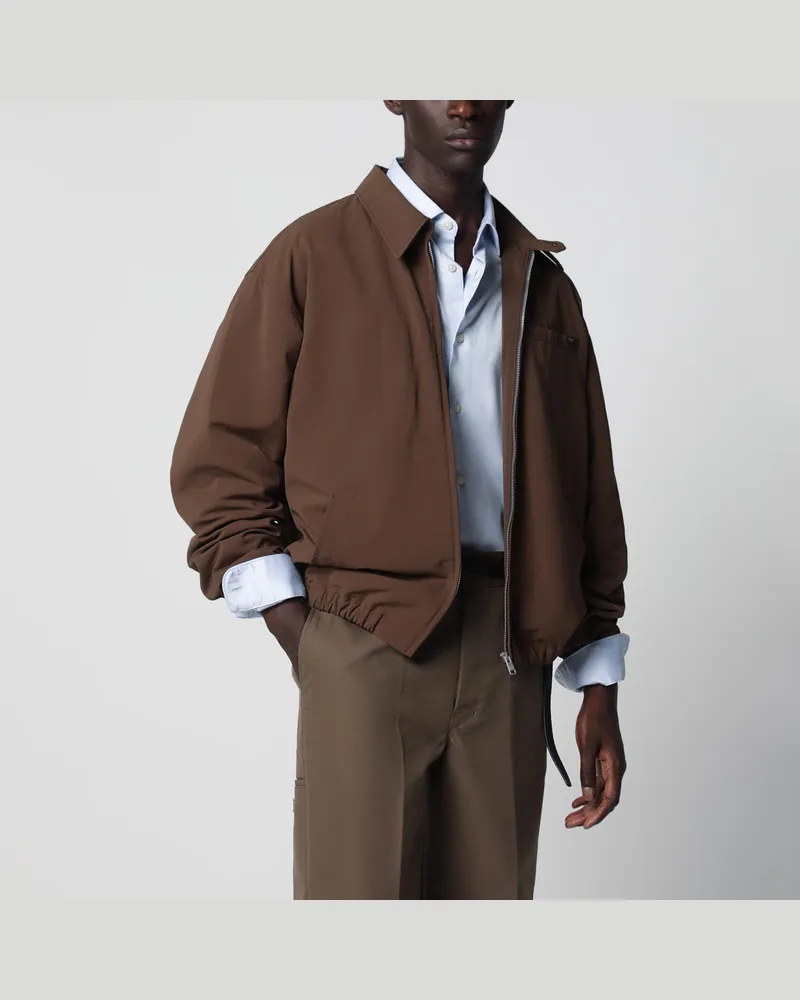 Prada Blouson aus technischem Gewebe in Tabakbraun Brown
