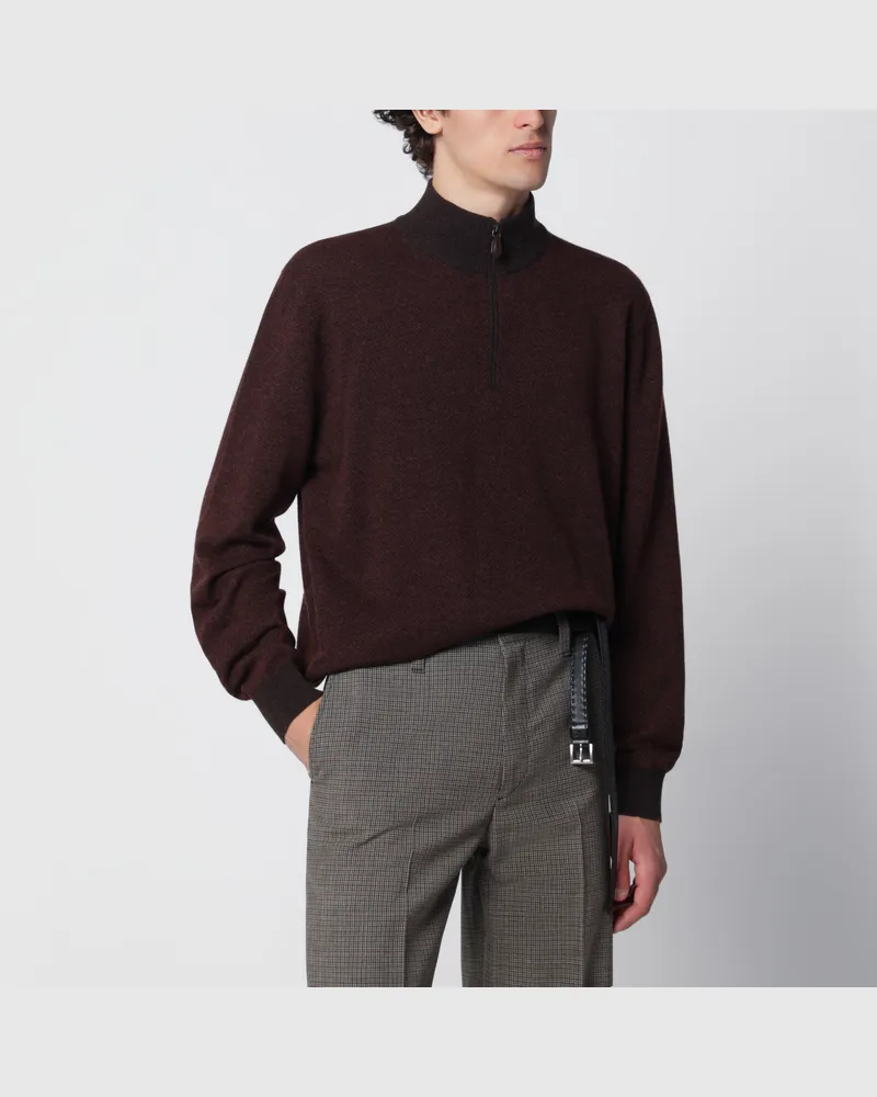 Loro Piana Roadster Pullover aus Kaschmir in Bordeaux/Braun Brown