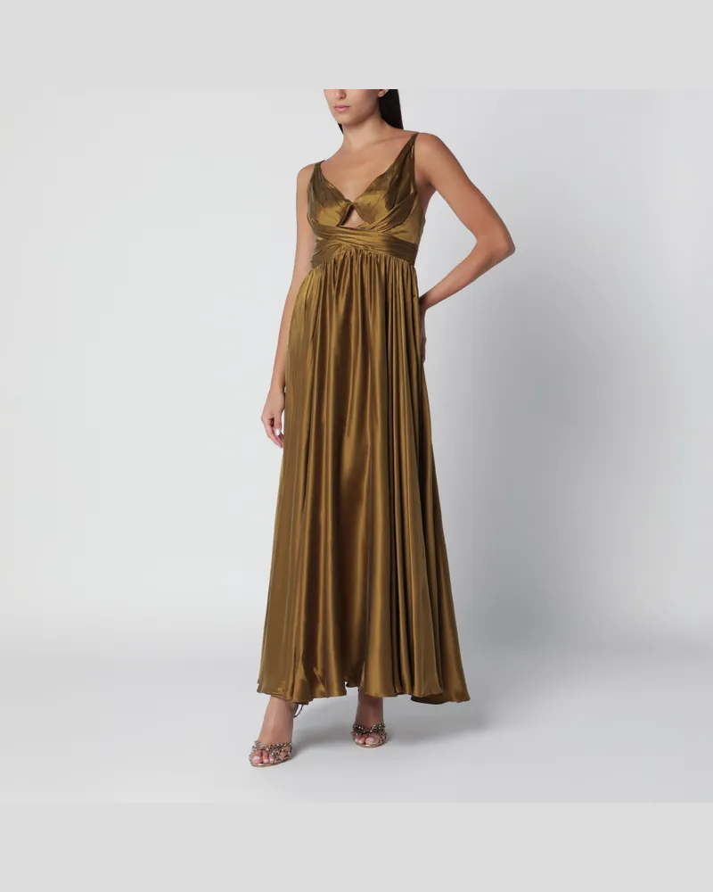 Zimmermann Langes olivgrünes Kleid aus drapierter Seide Green