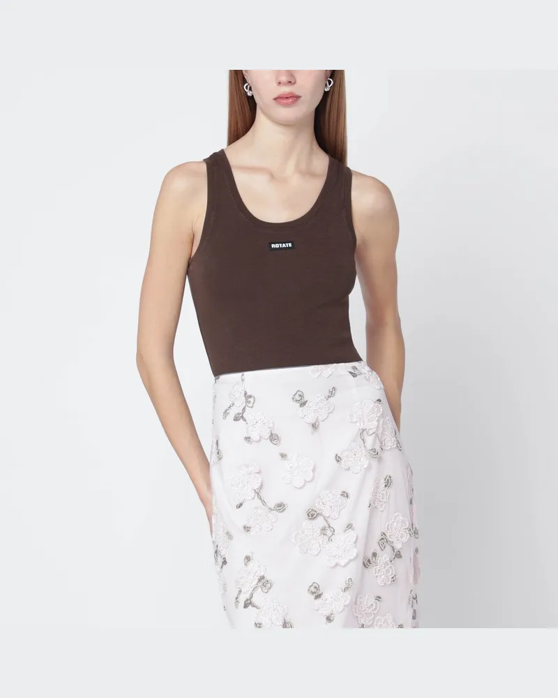 ROTATE Birger Christensen Braunes Tanktop aus Baumwollmix 