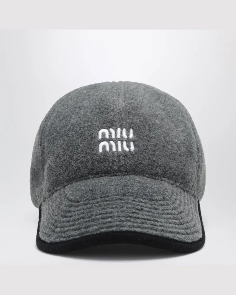 Miu Miu graue Fleece-Baseballmütze Grey