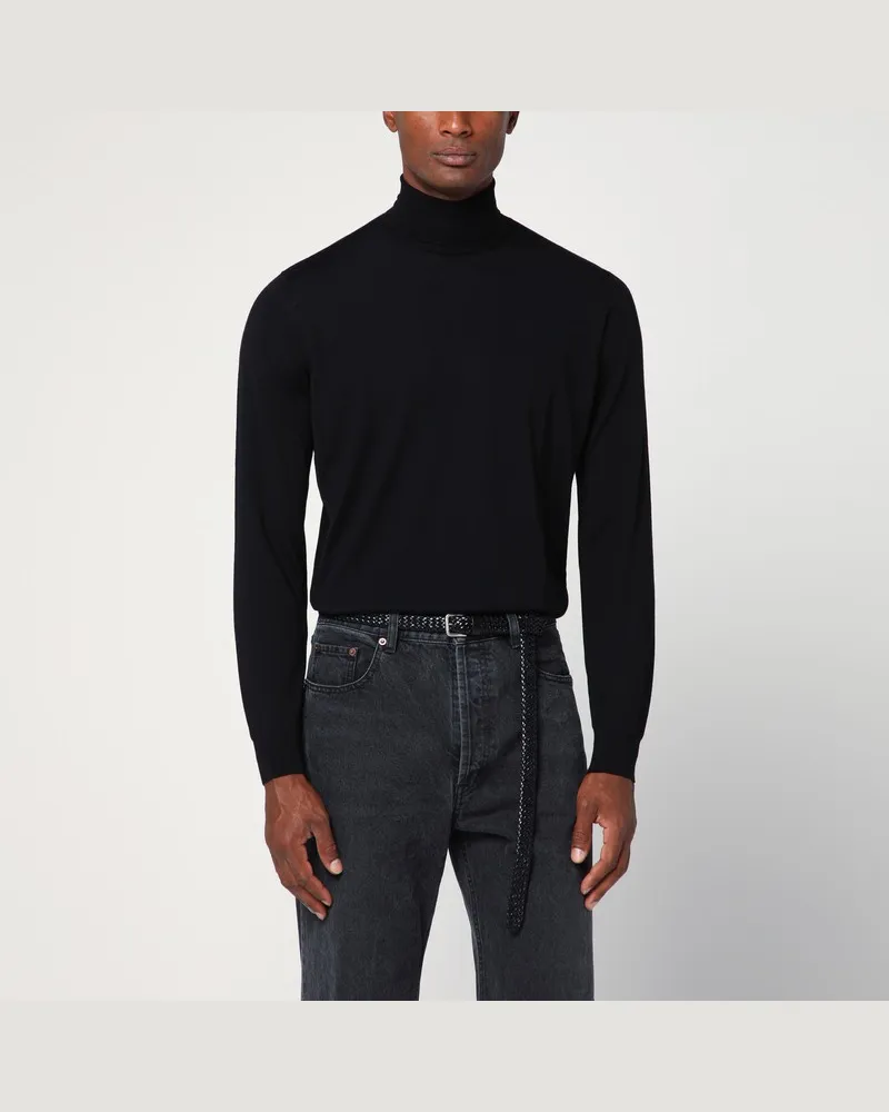 Drumohr  Schwarzer Rollkragenpullover aus Wolle Schwarz