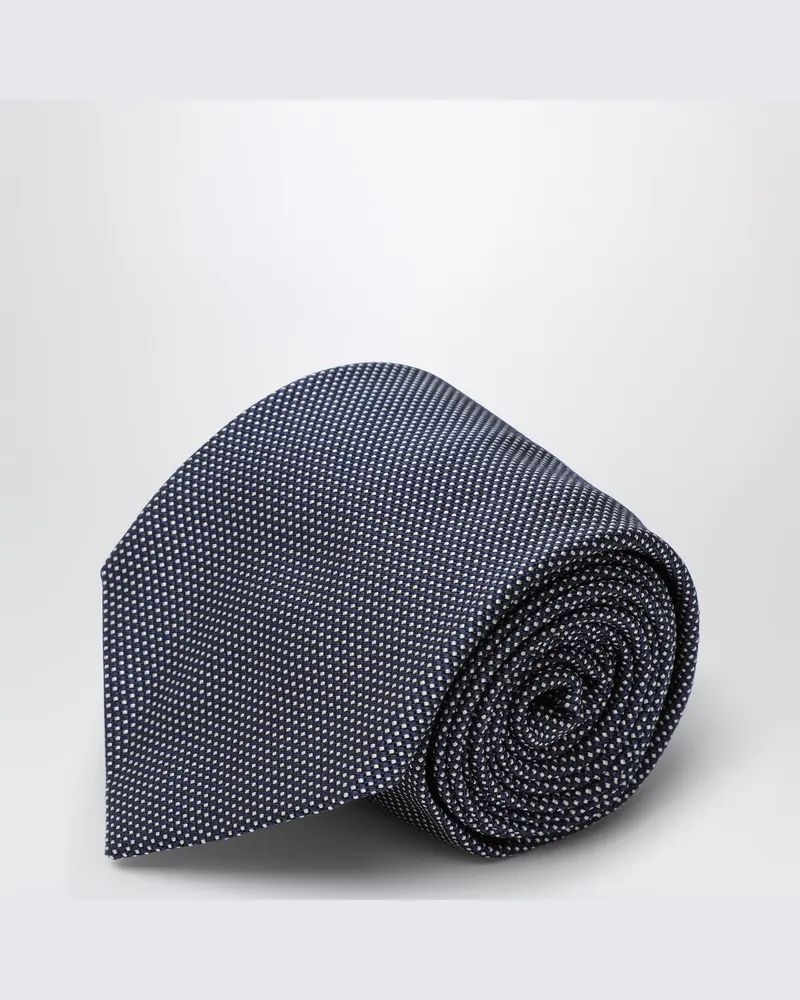 Destin Krawatte mit kleinen Punkten aus Seide blau/weiß Blau