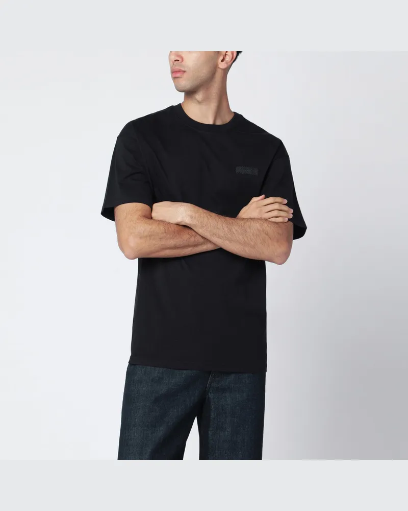 Givenchy Schwarzes Baumwoll-T-Shirt mit Logopatch Black