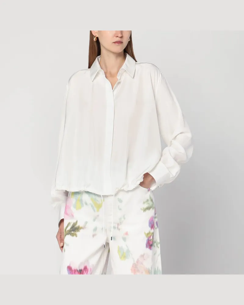 Loewe Weiße Ballonbluse aus Seide Weiß