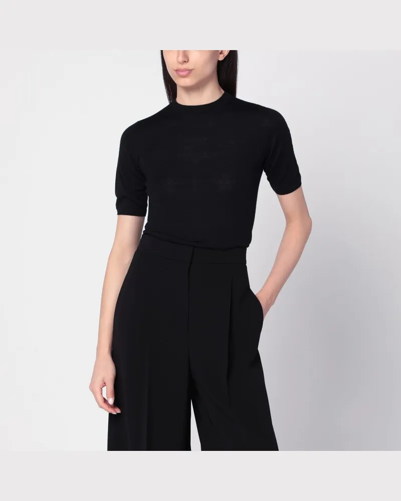 Max Mara Schwarzer Wollpullover mit Rundhalsausschnitt Schwarz