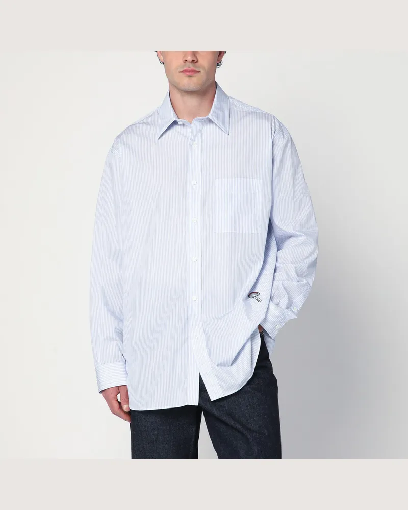 Bottega Veneta Gestreifte Baumwoll-Popeline-Bluse Blue