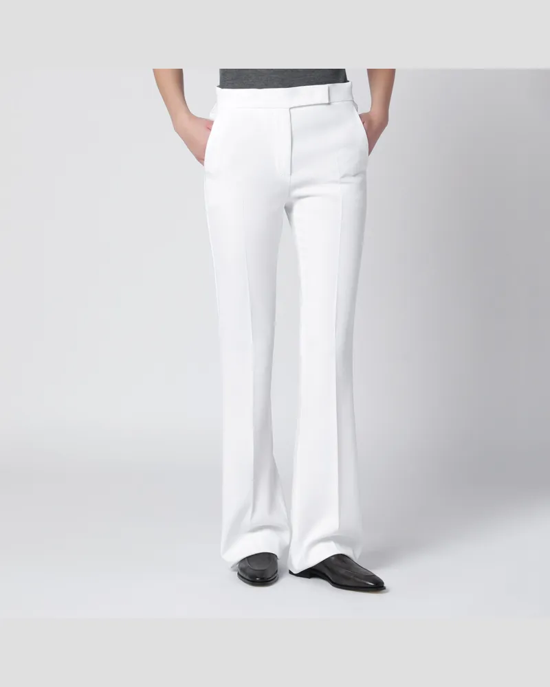 Max Mara Schmale Hose aus Crêpe-Canvas in Optisch-Weiß White
