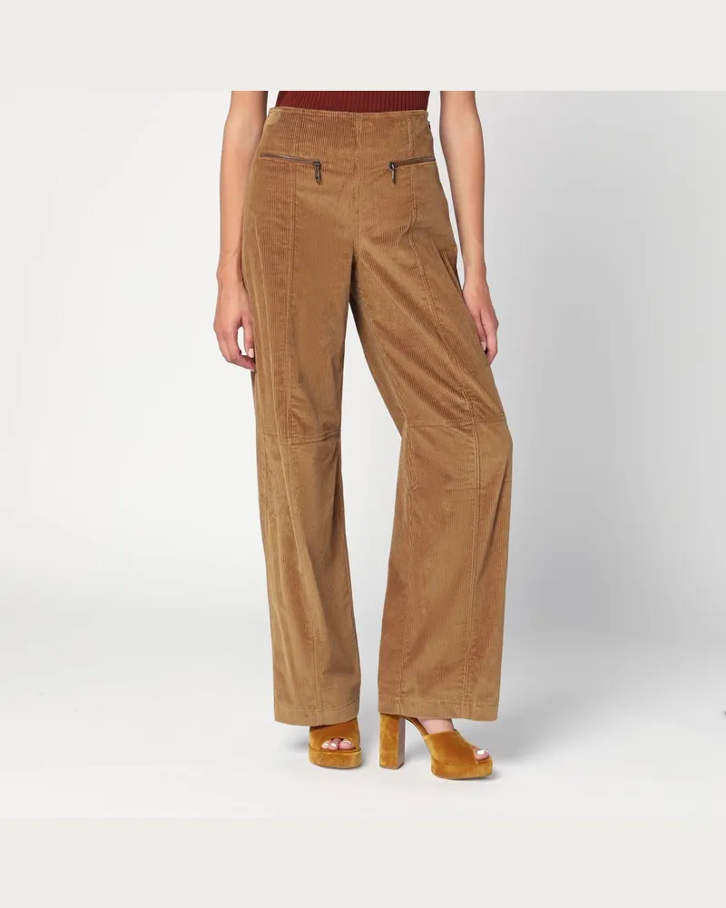 Etro Braune Samt-Palazzo-Hosen Braun
