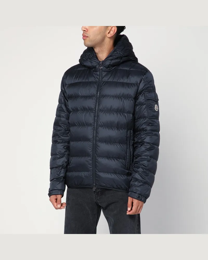 Moncler Kurze blaue Steppjacke mit Reißverschluss Blau