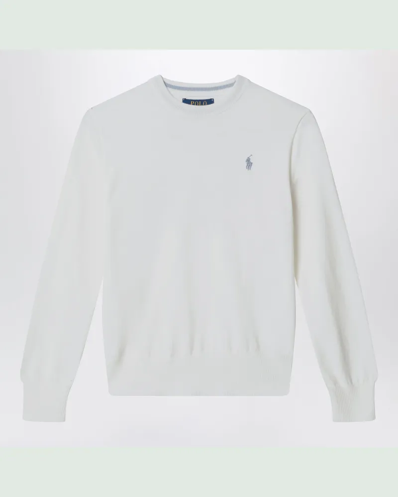 Ralph Lauren Weißer Baumwollpullover mit Rundhalsausschnitt White