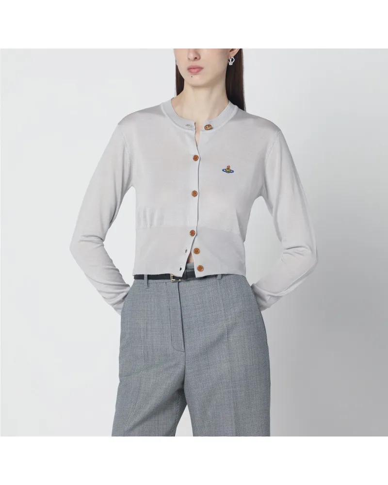 Vivienne Westwood Kurz geschnittener Cardigan aus Wolle und Seide in Hellgrau Grey