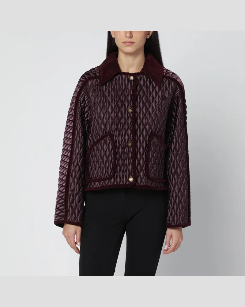 Burberry Floriston Cropped-Jacke aus gestepptem Nylon in Mahagoni Braun