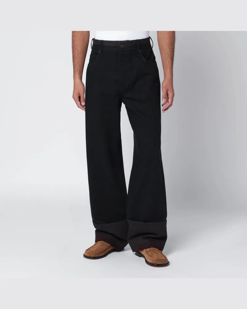 Loewe Schwarz/Burgunder Jeans mit Umschlag Schwarz