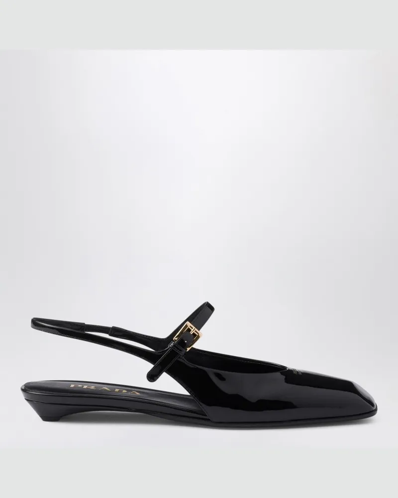 Prada Schwarzer Lackleder Slingback Ballerina 