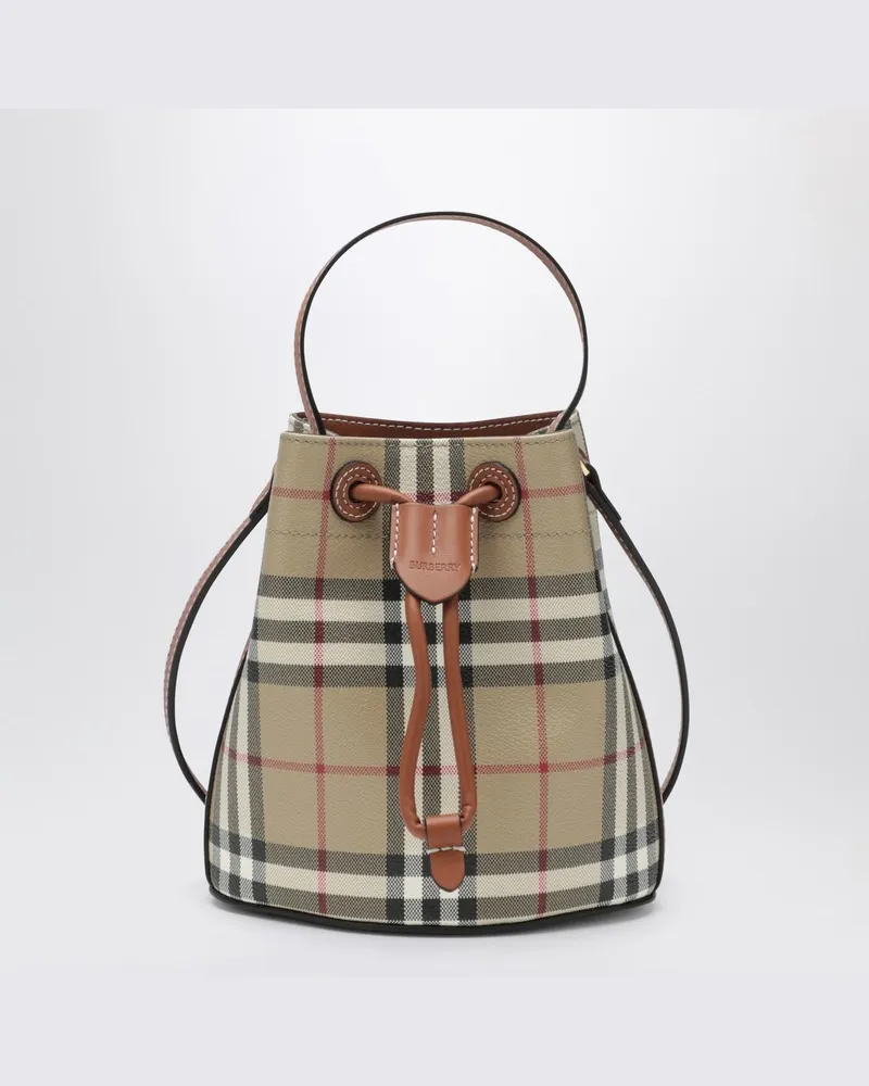Burberry Mini Check Beuteltasche Beige