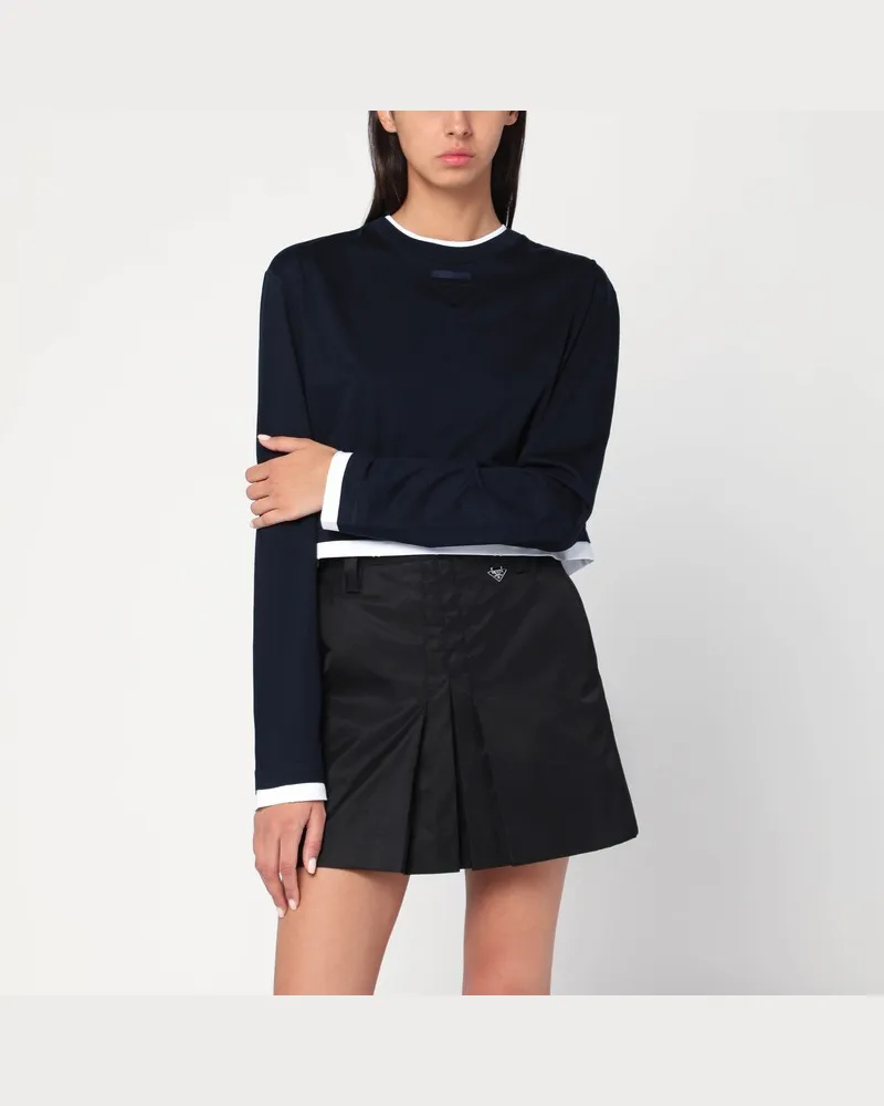 Prada Blaues T-Shirt aus Baumwolljersey Blau