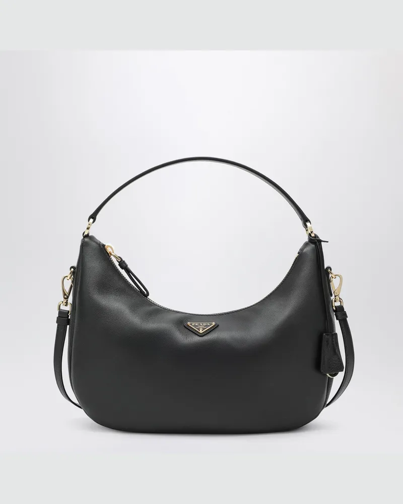 Prada Schwarze Schultertasche aus Leder Black