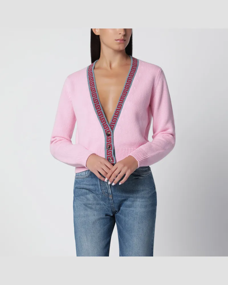Versace Rosa Cardigan aus Wolle und Kaschmir Pink