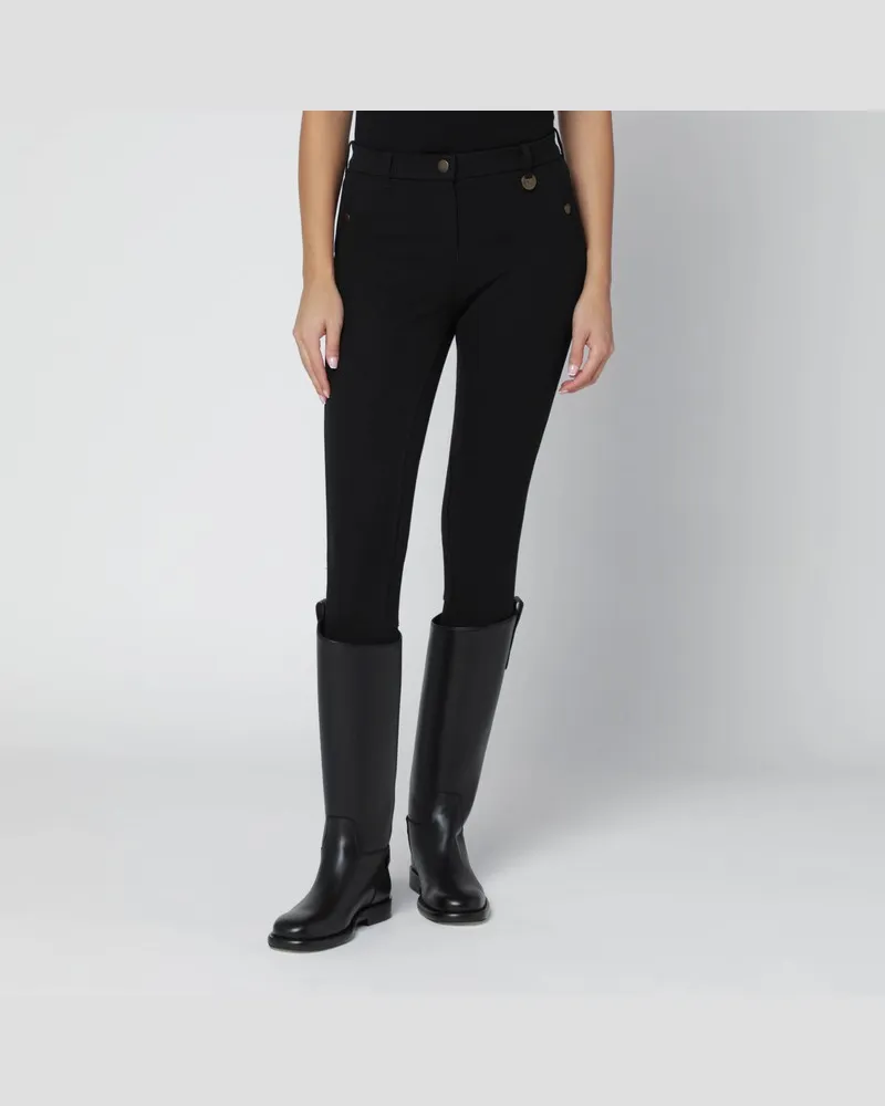 Burberry Schwarze Jodhpur-Slim-Hose aus Stretch-Baumwolle Schwarz