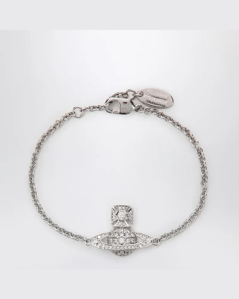 Vivienne Westwood Platinfarbenes Orb-Logo-Armband mit Kristallen Metallisch
