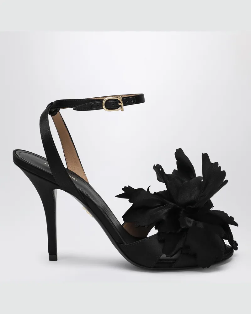 Ferragamo Sandale mit schwarzer Satinblume Black