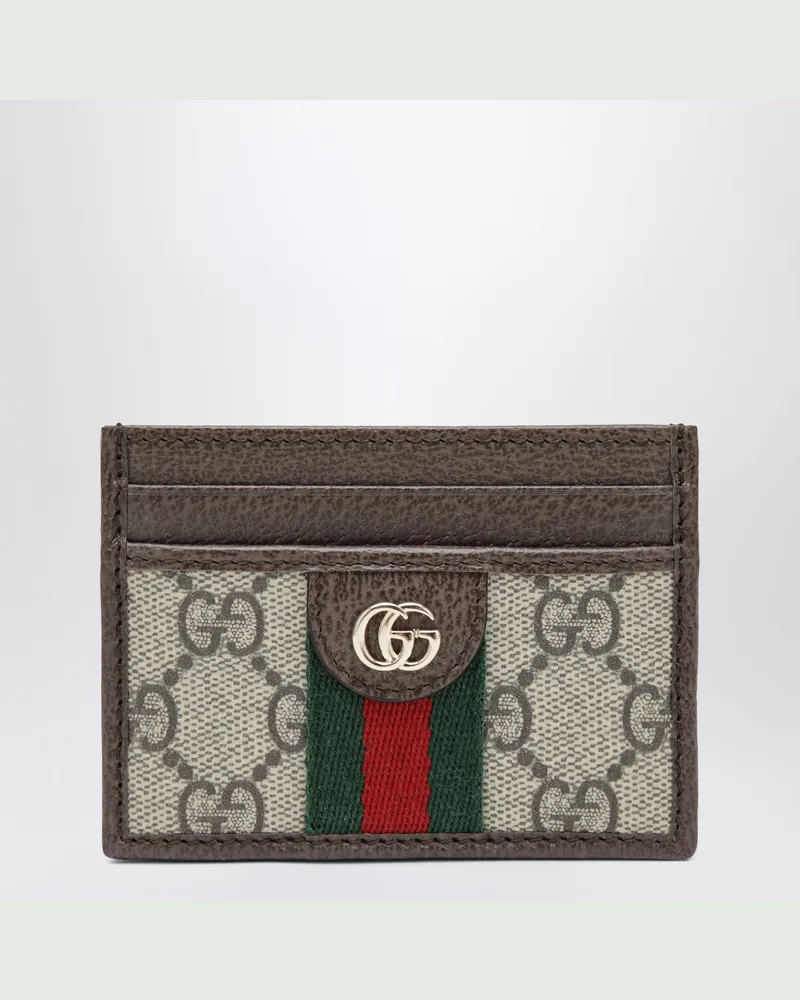 Gucci Ophidia GG Supreme Kartenetui in Beige/Dunkelbraun Beige