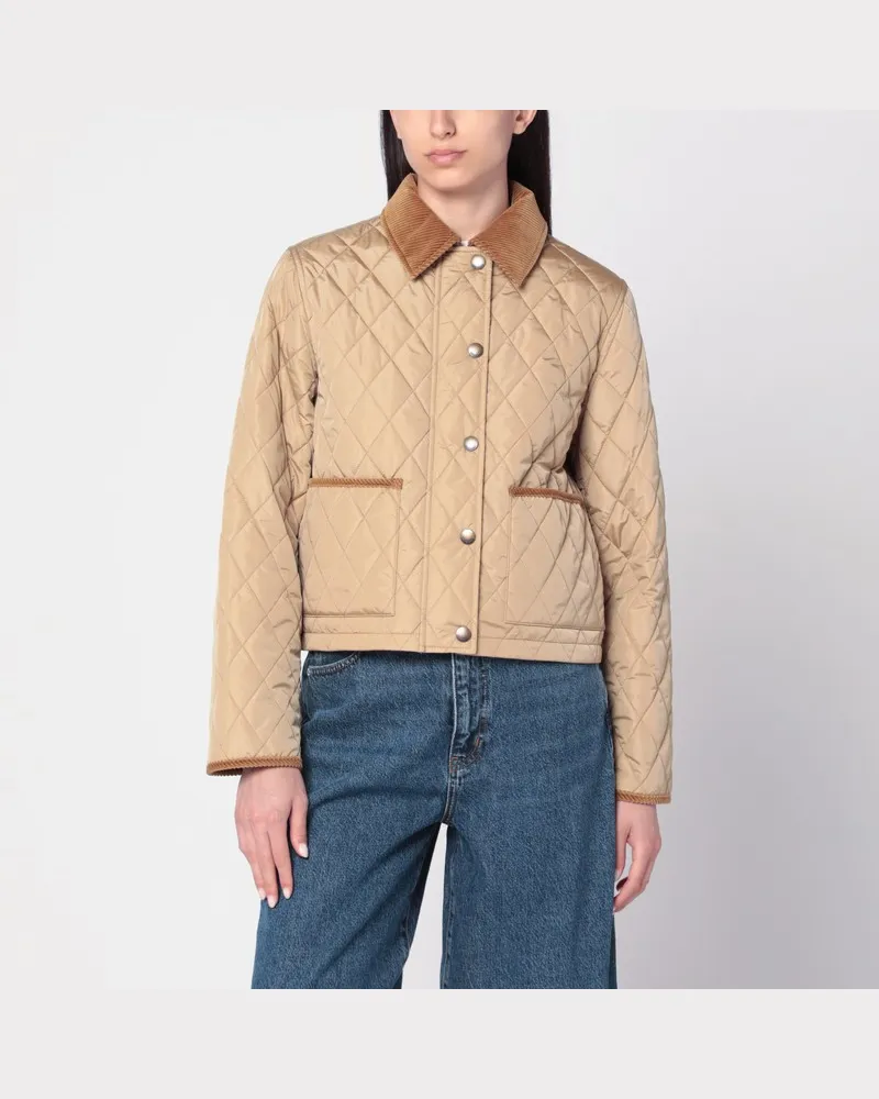 Burberry Beige gesteppte Cropped-Jacke aus Nylon Beige