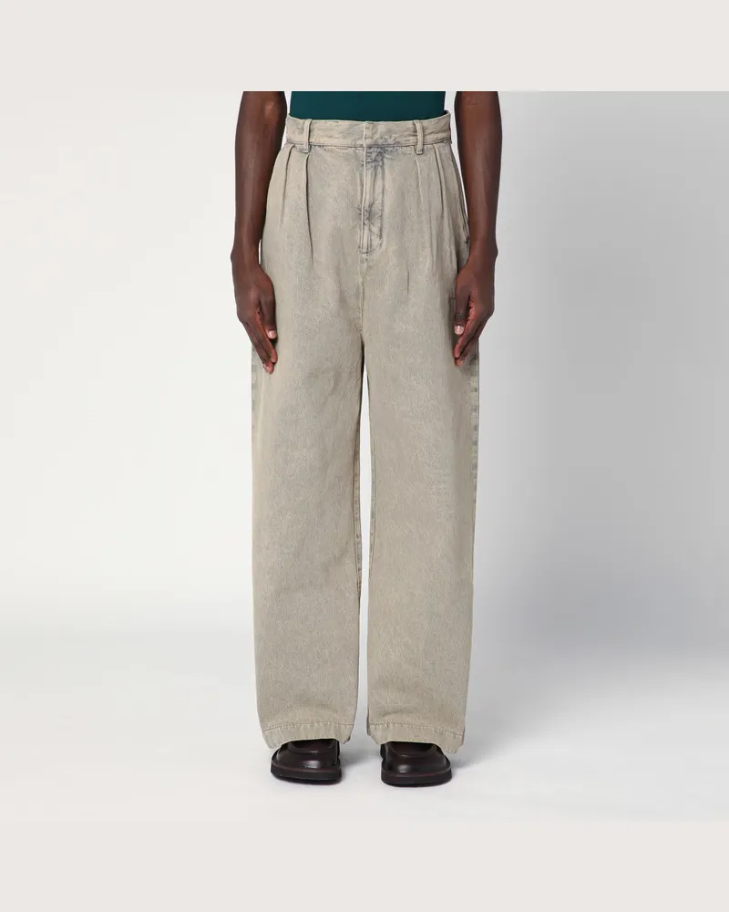 Loewe Plissierte sandfarbene Denim-Hose Beige