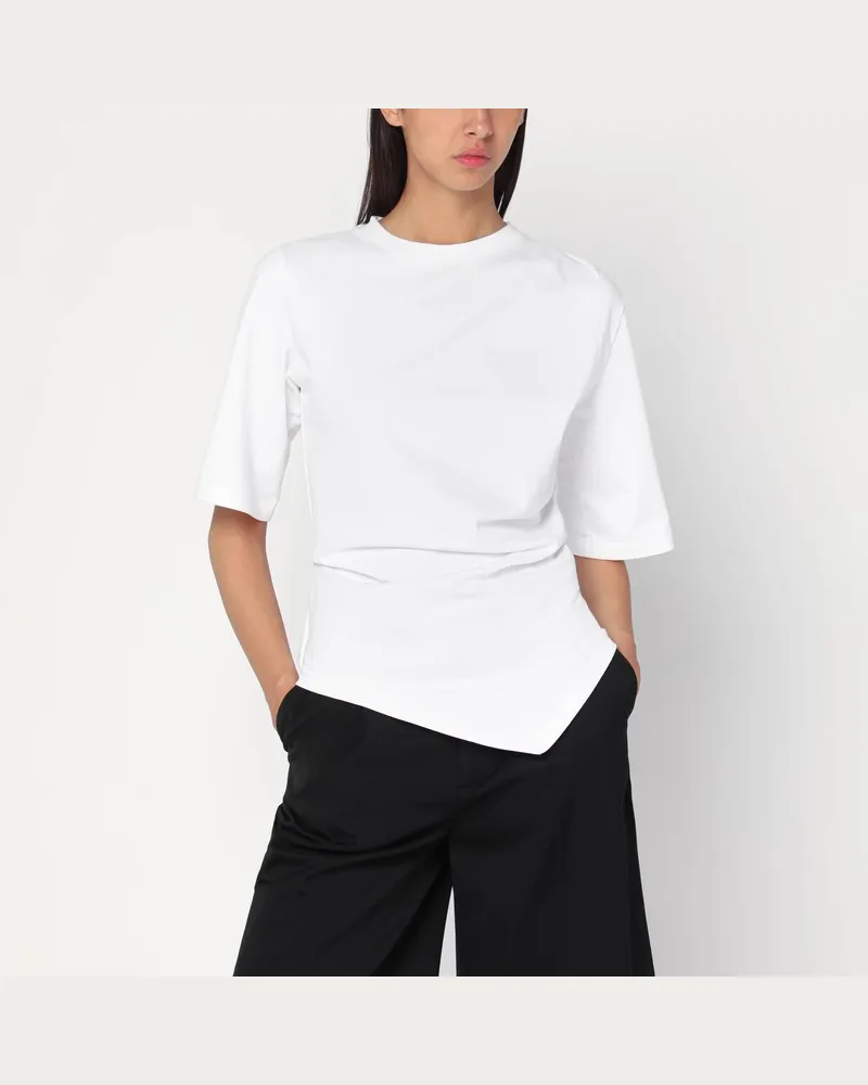 Róhe Asymmetrisches weißes Baumwollshirt Weiß