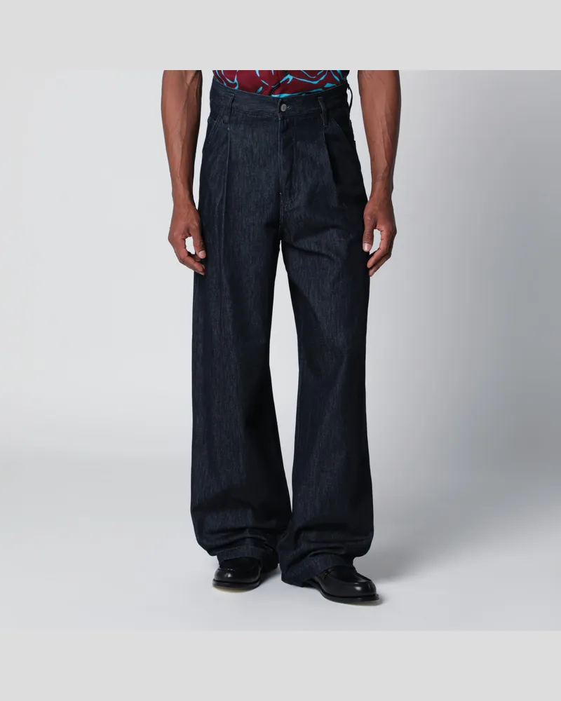 Dries van Noten Weite Jeans in Indigo-Blau Blue