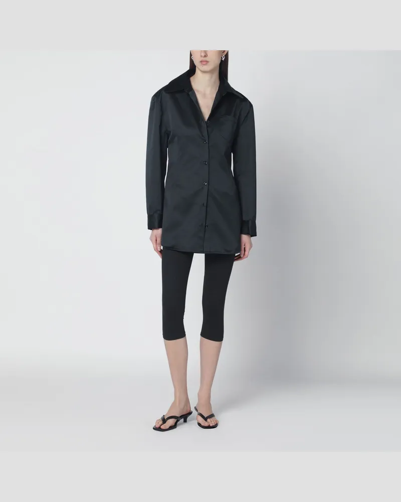 FRANKIE Shop Schwarzes Satin-Hemdkleid 