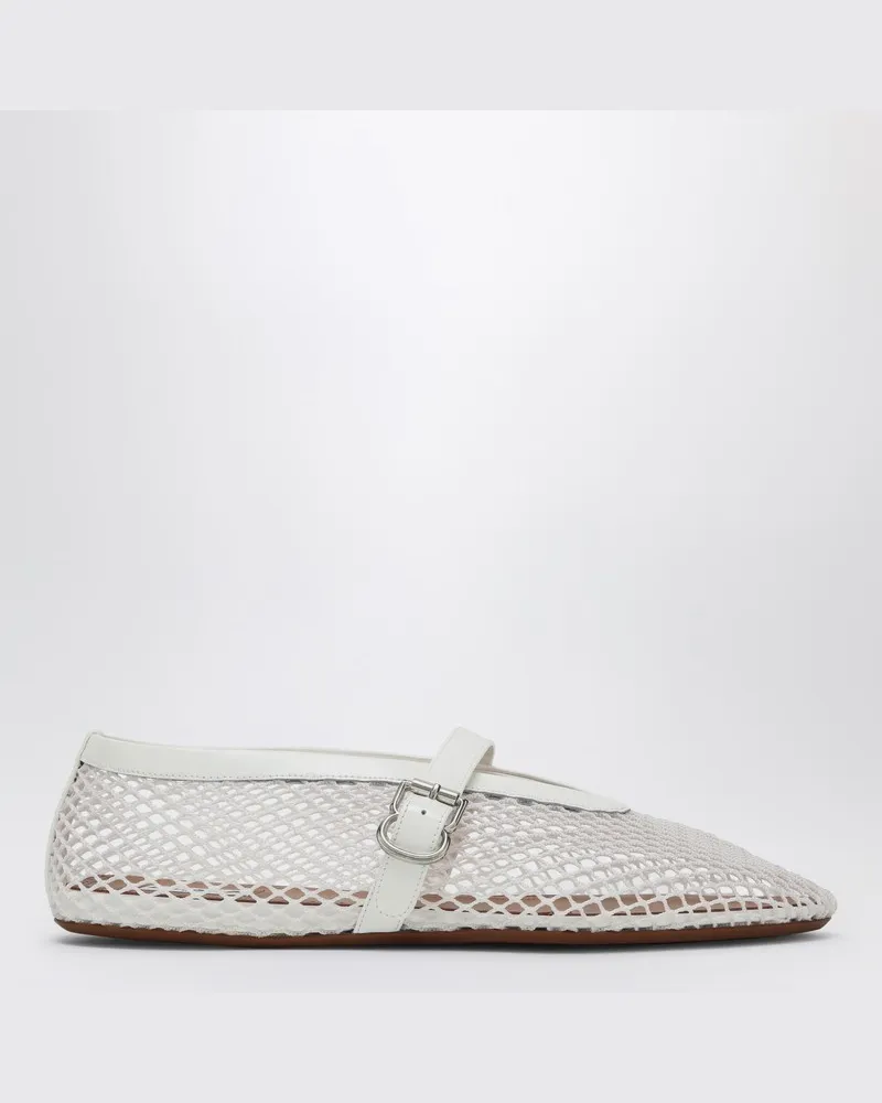 Alaïa Ballerina aus weißem Netzstoff Weiß