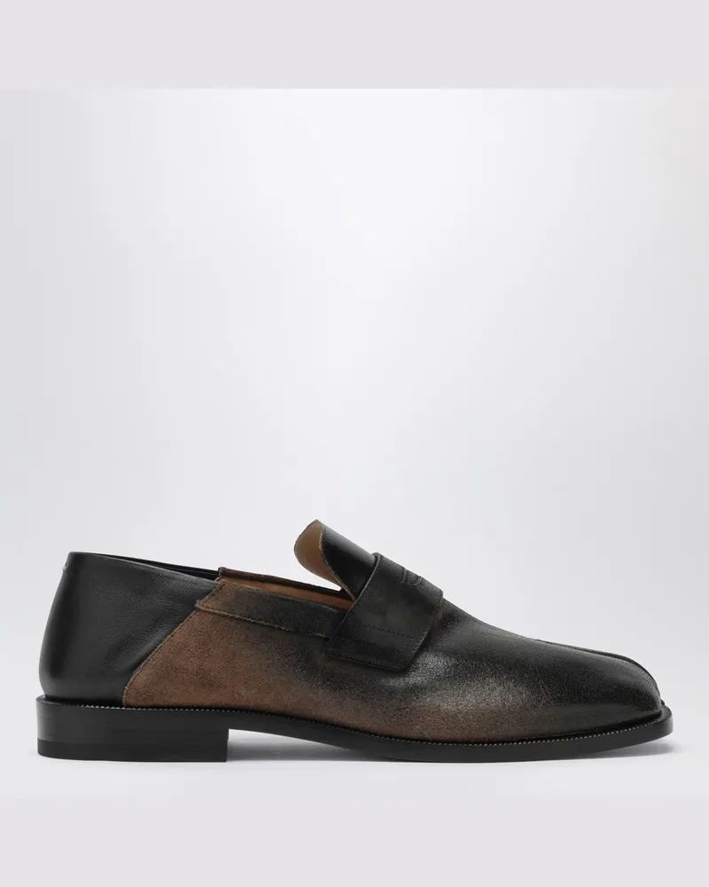 Maison Margiela Tabi City Loafer aus Wildleder mit laminiertem Finish Brown