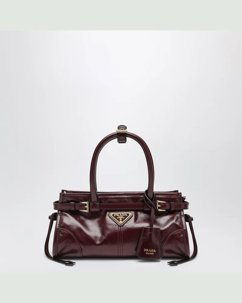 Prada Mini-Handtasche Bonnie bordeaux aus Kalbsleder Burgundy
