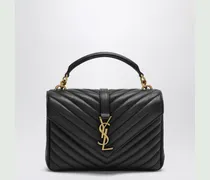 College Tasche mittel aus schwarzem gestepptem Leder