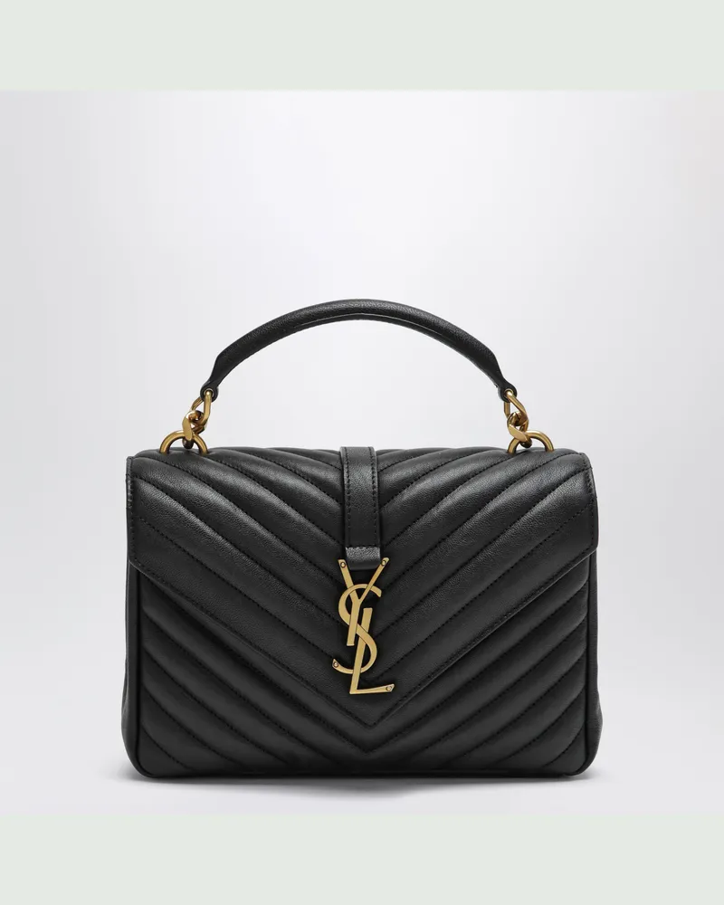 Saint Laurent College Tasche mittel aus schwarzem gestepptem Leder Black