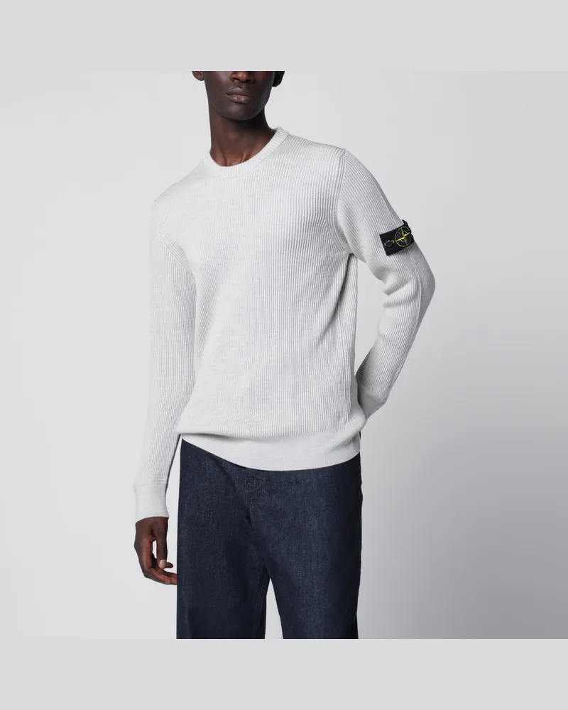 Stone Island Gerippter Rundhalspullover in Sandfarbe Beige