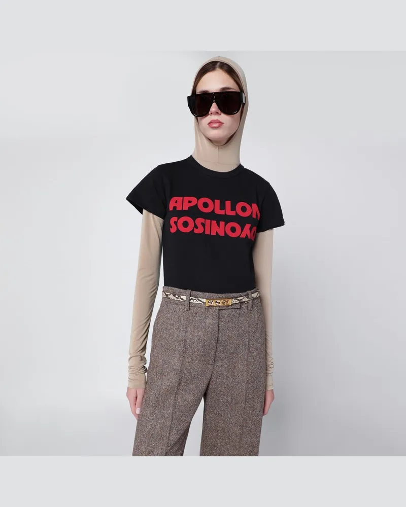 Valentino Garavani Schwarzes T-Shirt mit Apollon/Dionysos-Print Schwarz