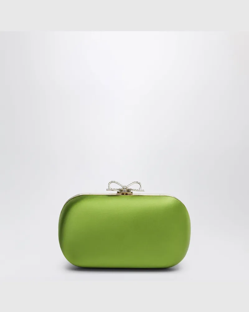 Self-Portrait Grüne Satin-Clutch Grey