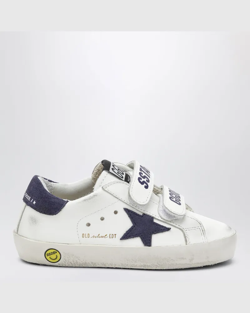Golden Goose Old School Sneaker aus weißem/blauem Leder White