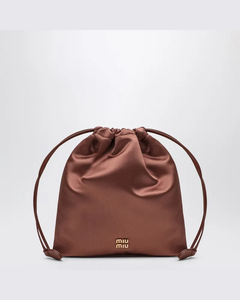 Miu Miu Kakaofarbenes Satinbeutel Braun