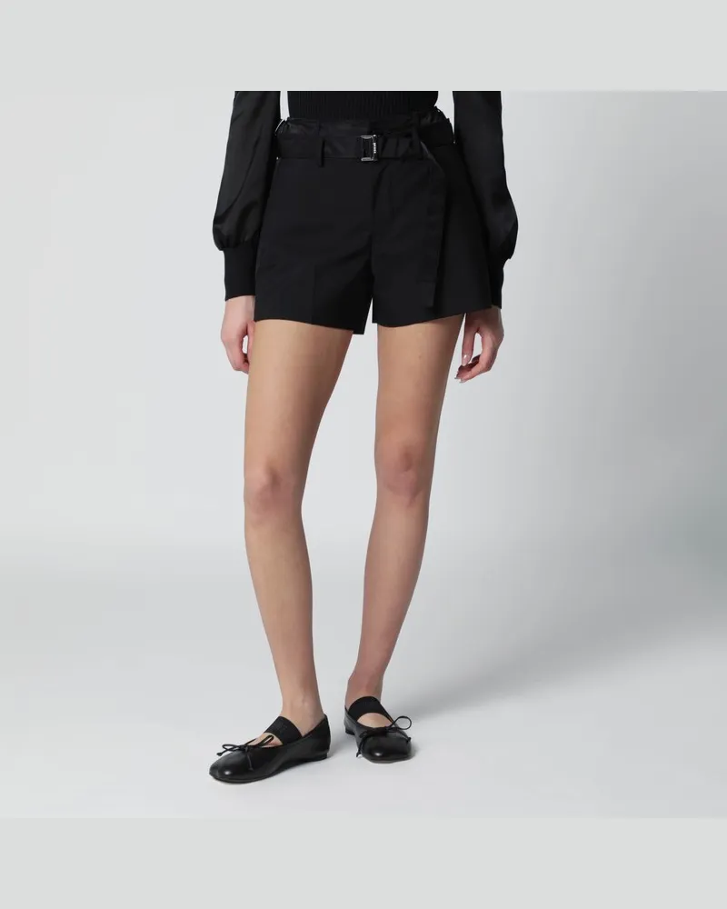 Sacai Schwarze Shorts aus Wollmischung Schwarz