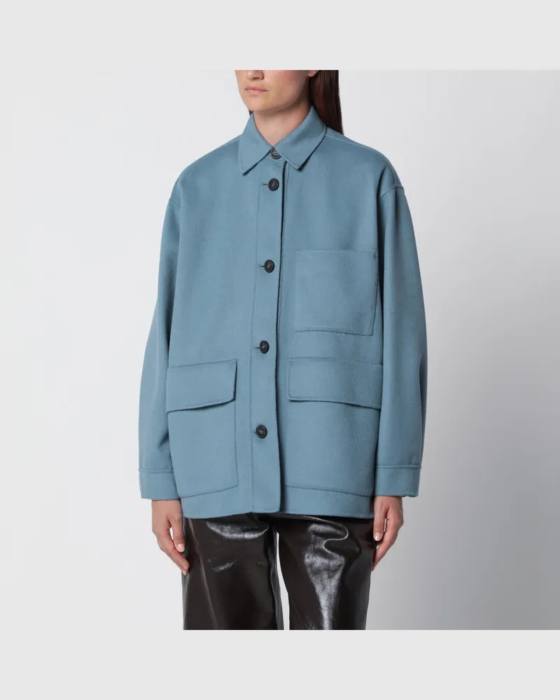 Max Mara Blaue Hemdjacke aus Wolle Blue
