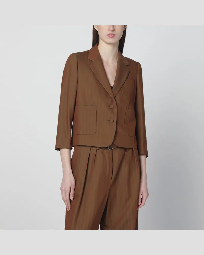 Dries van Noten Kurze braune Jacke aus Wollmischung Braun