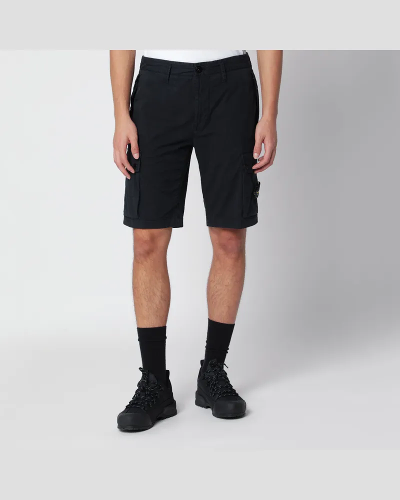 Stone Island Navy blue cargo Bermuda shorts in cotton Blue