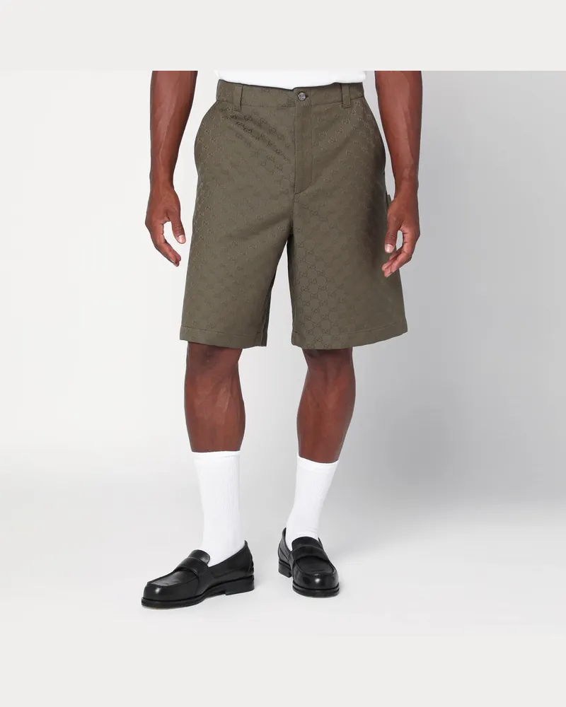 Gucci Waldgrüne Bermuda aus GG-Stoff Grün