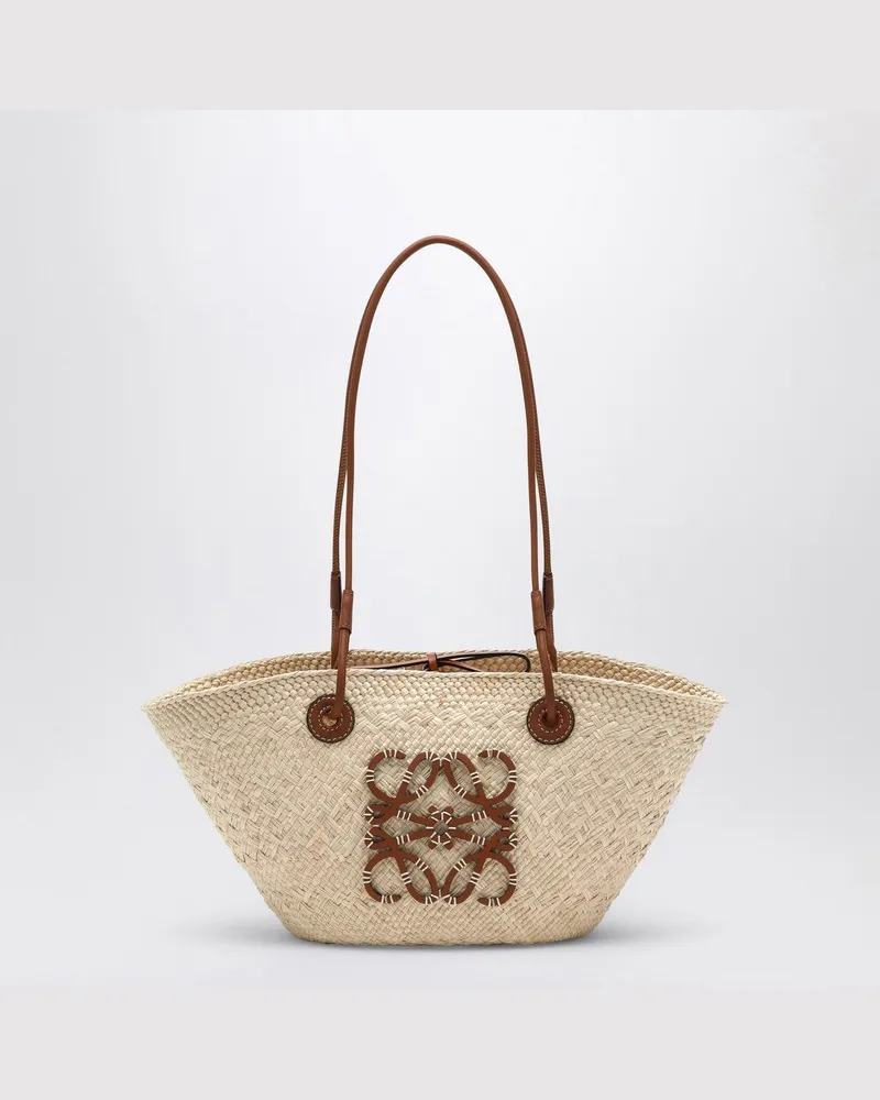 Loewe Kleine Tasche Anagram Basket aus Iraca-Palme Beige