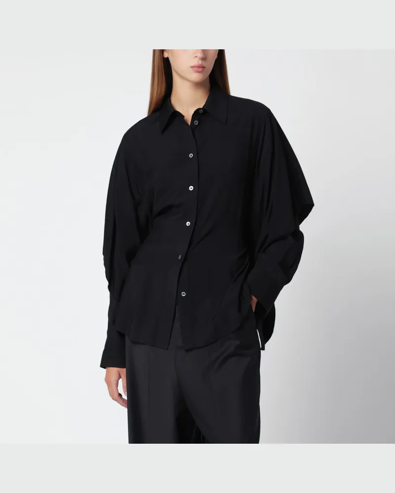 Maison Margiela Schwarzes asymmetrisches Hemd im Lagenlook Black